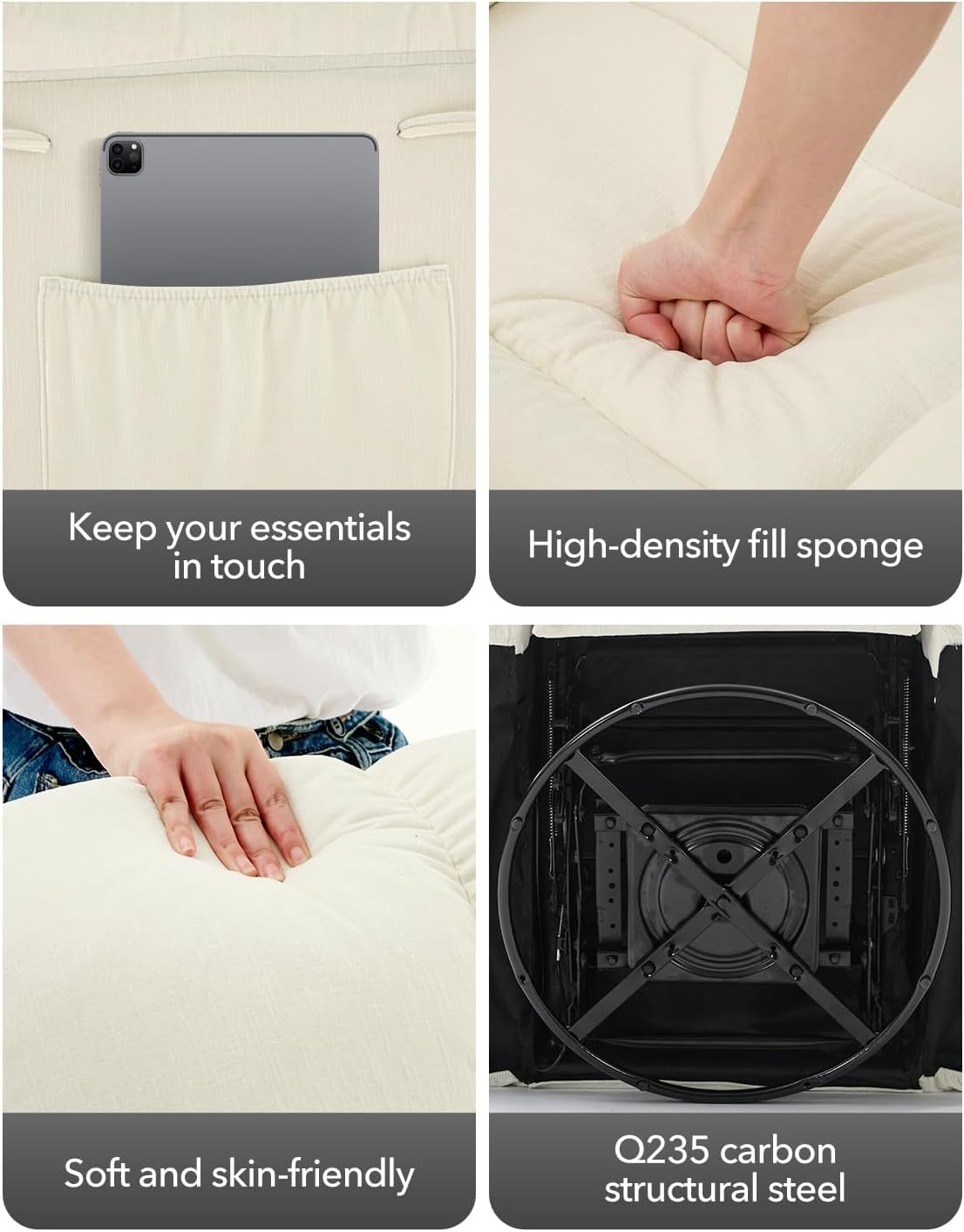 Oversized Swivel Rocker Recliner Chair for Adult,360°Swivel Rock Recliner,Extra Wide Manual Recliners,Chenille Upholstery Overstuffed Soft Rocking Sofa Chair,Beige OUTGOODS