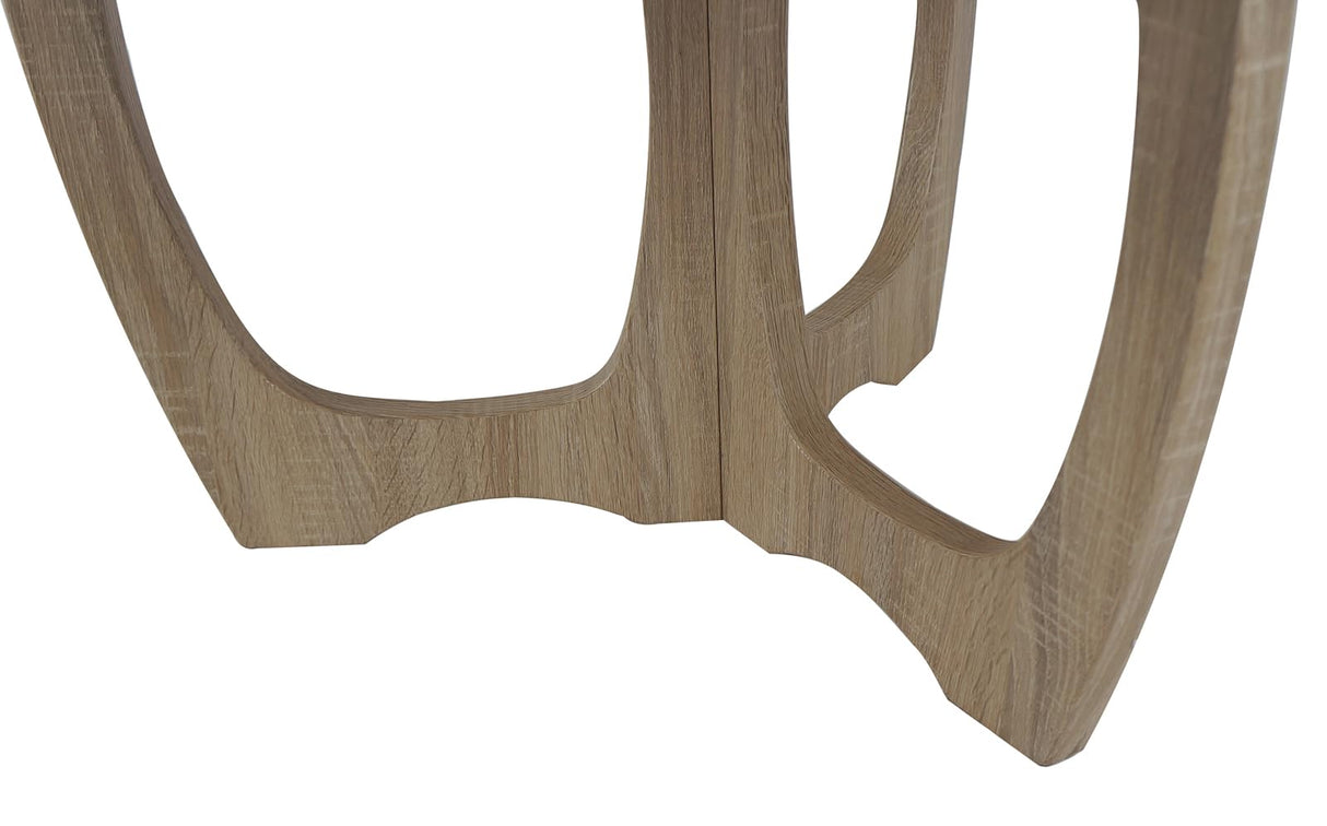 FINECASA Wooden Round Coffee Table Curved Leg, Accent Couch,Home Decoration, Living Room Tables, 36 x 18 Inches, Natural FINECASA