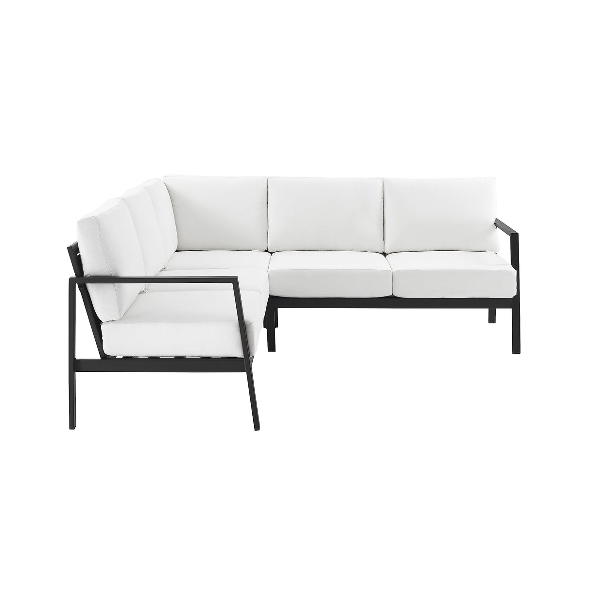 Linon Greyton Black Aluminum Frame Outdoor Sectional with White Removable Cushions Linon