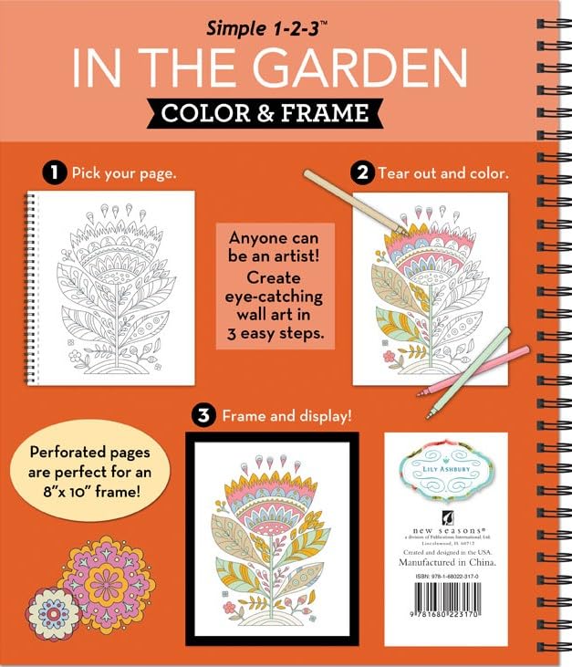 Color & Frame - In the Garden (Adult Coloring Book) New Seasons