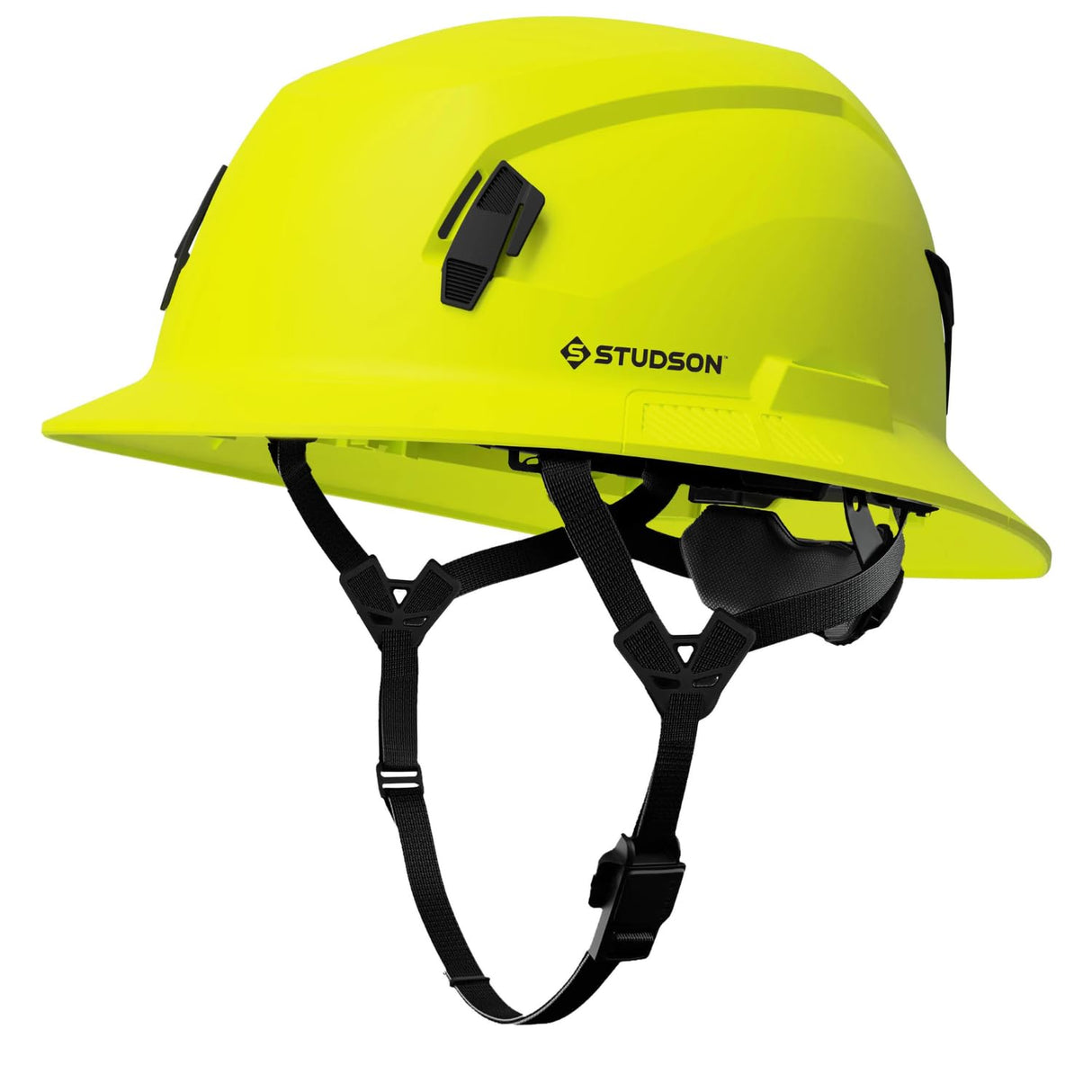 STUDSON SHK-1 Full Brim Safety Helmet: ANSI/ISEA Z89.1 Type II Compliant (R 2019), Lightweight & Breathable, NFC Emergency Contact Chip, One Size, Class C & E Protection (Non-Vented, Yellow) STUDSON