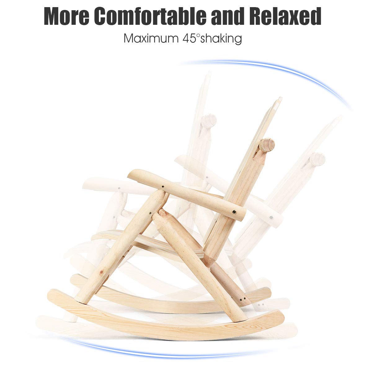 Giantex Log Wooden Rocking Chair, Wood Porch & Patio Rocker with Slatted Seat and Backrest, Adirondack Rocking Chair, Outdoor Accent Furniture for Balcony, Garden, Poolside, Backyard, Natural (1) Giantex