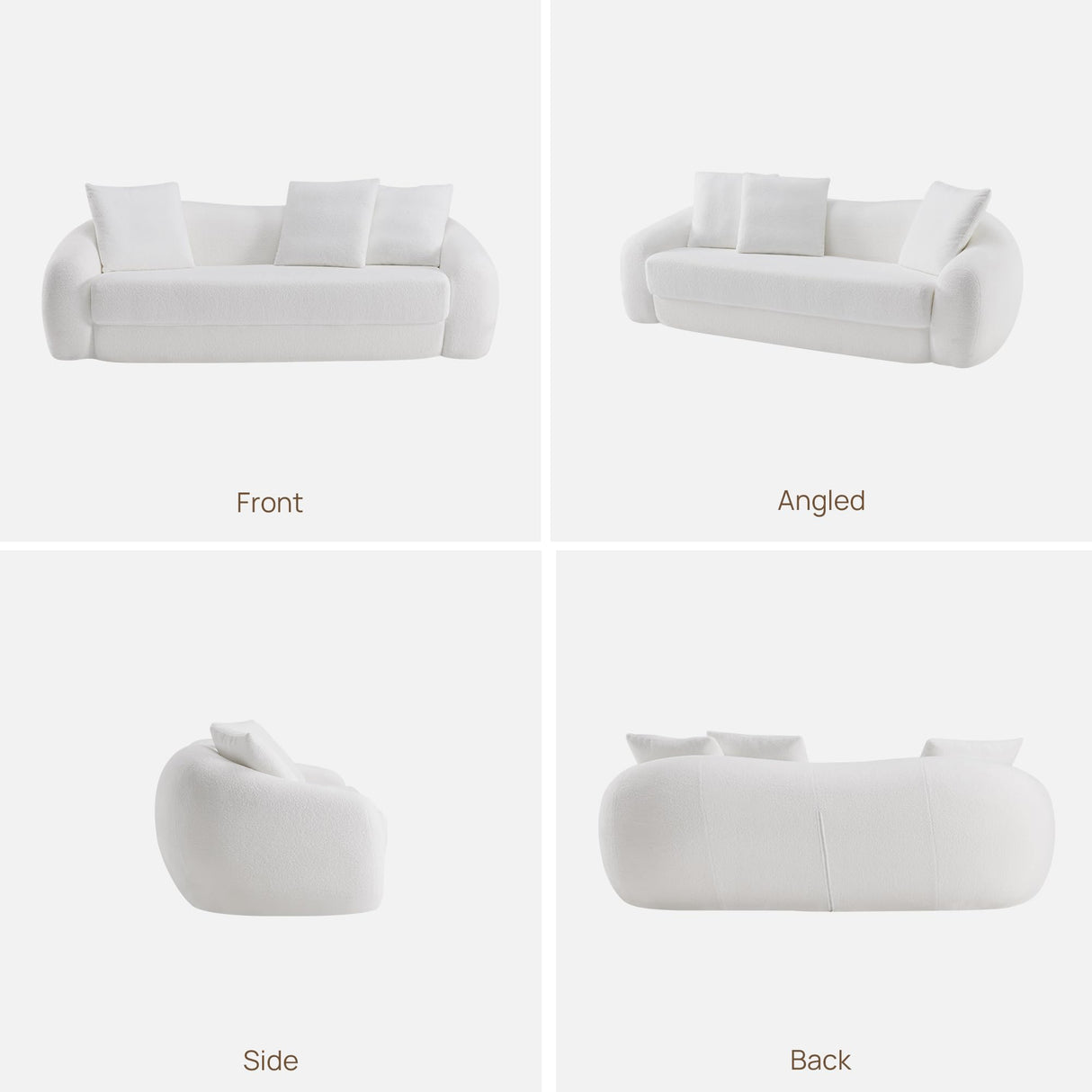 SICOTAS 90.6" Curved Convertible Sofa Couch Bed for Living Room Futon Cloud Boneless Sleeper Sofa Pull Out Floor Couch with Deep Seat Modern 3 Seater Foam Bed No Assembly for Bedroom Apartment, White SICOTAS