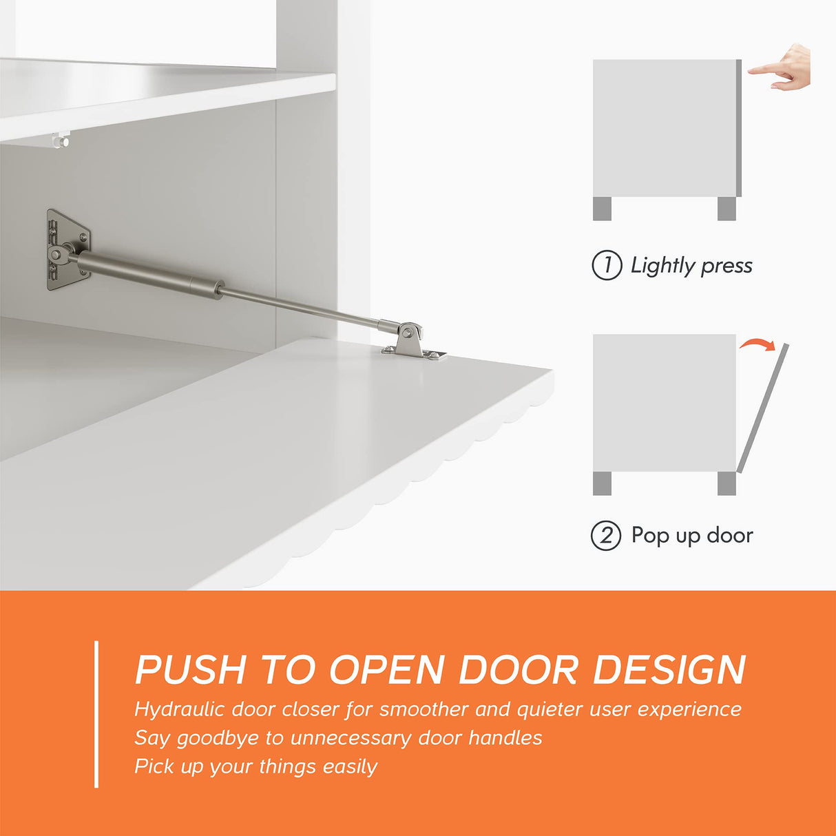 WAMPAT Living Room Table Set of 3, Modern Fireplace TV Stand for 75 inch TV with 5 Storages, 2 Wood End Table LED Night Stand with Door for Living Room, Bedroom, White WAMPAT