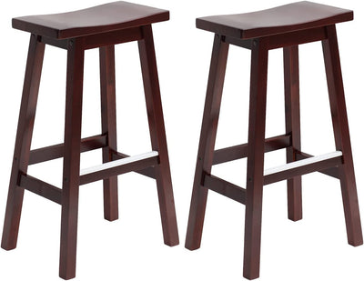 Capacmkseh Solid Wood Saddle-Seat Kitchen Counter Barstools Set of 2, 30-Inch Height, Counter Height Bar Stools Wooden Stool Saddle Chair Tall Stool