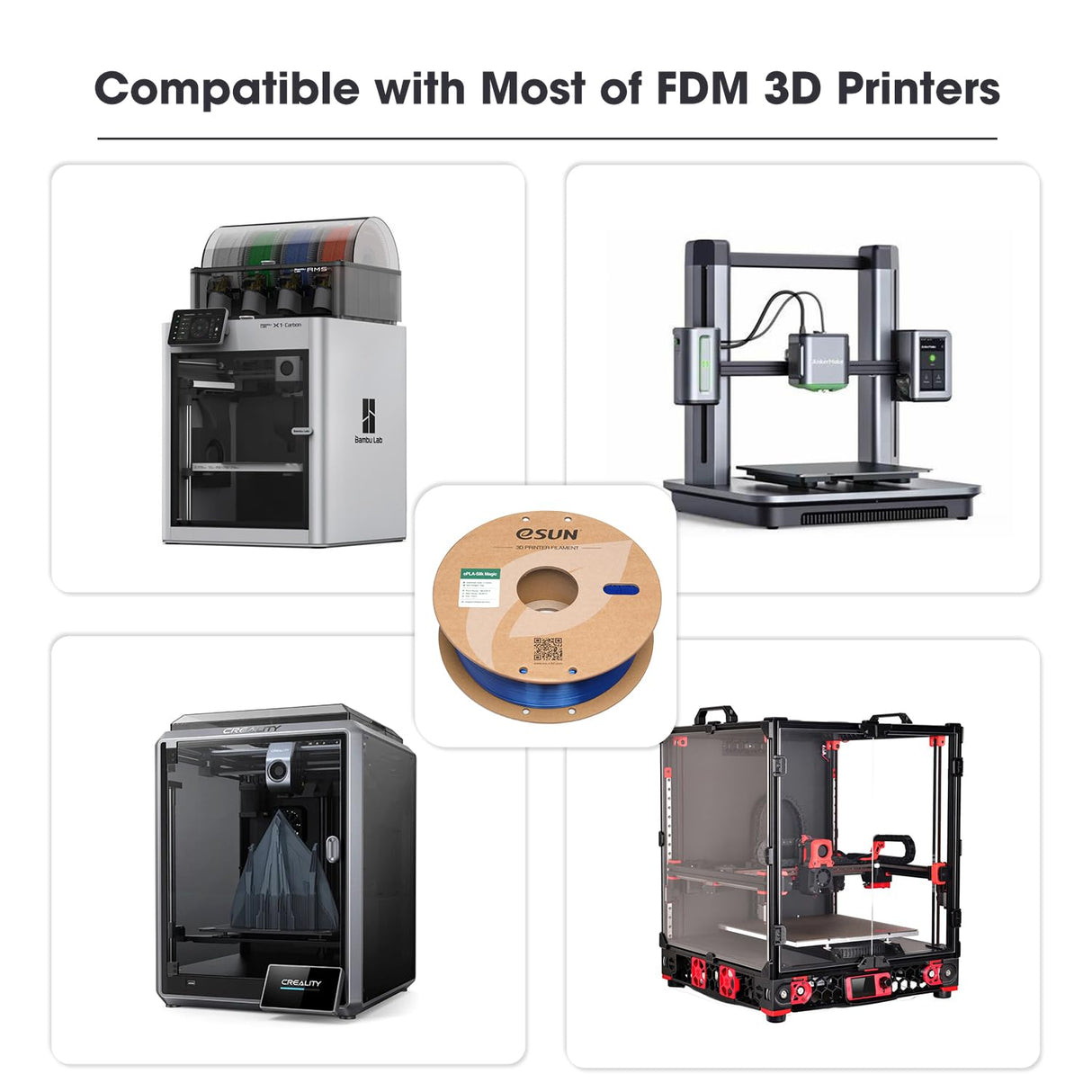 eSUN Silk Magic PLA Filament 1.75mm, Shiny Silk Dual Color Co Extrusion 3D Printer Filament, 1KG (2.2 LBS) Spool 3D Printing Color Change Filament for 3D Printers, Blue Silver eSUN