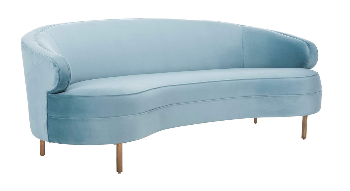 SAFAVIEH Couture Primrose Glam Light Blue Velvet Curved Sofa SAFAVIEH