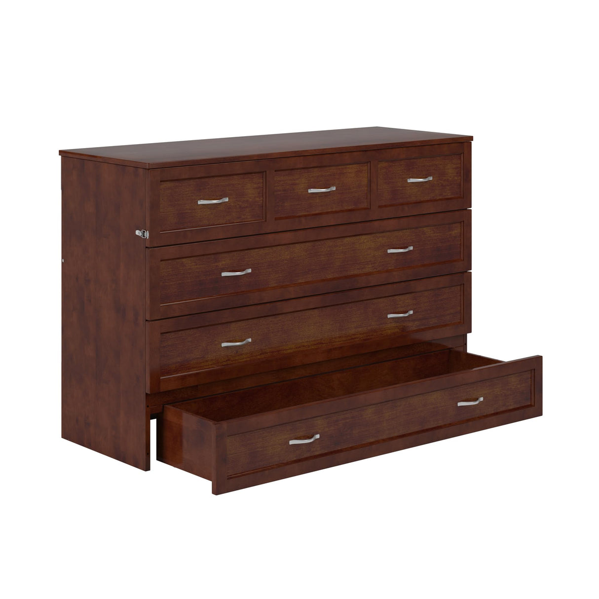 AFI, Northfield Murphy Bed Chest Queen with 6" Mattress, Storage Drawer & Built-in USB Charger, Walnut AFI