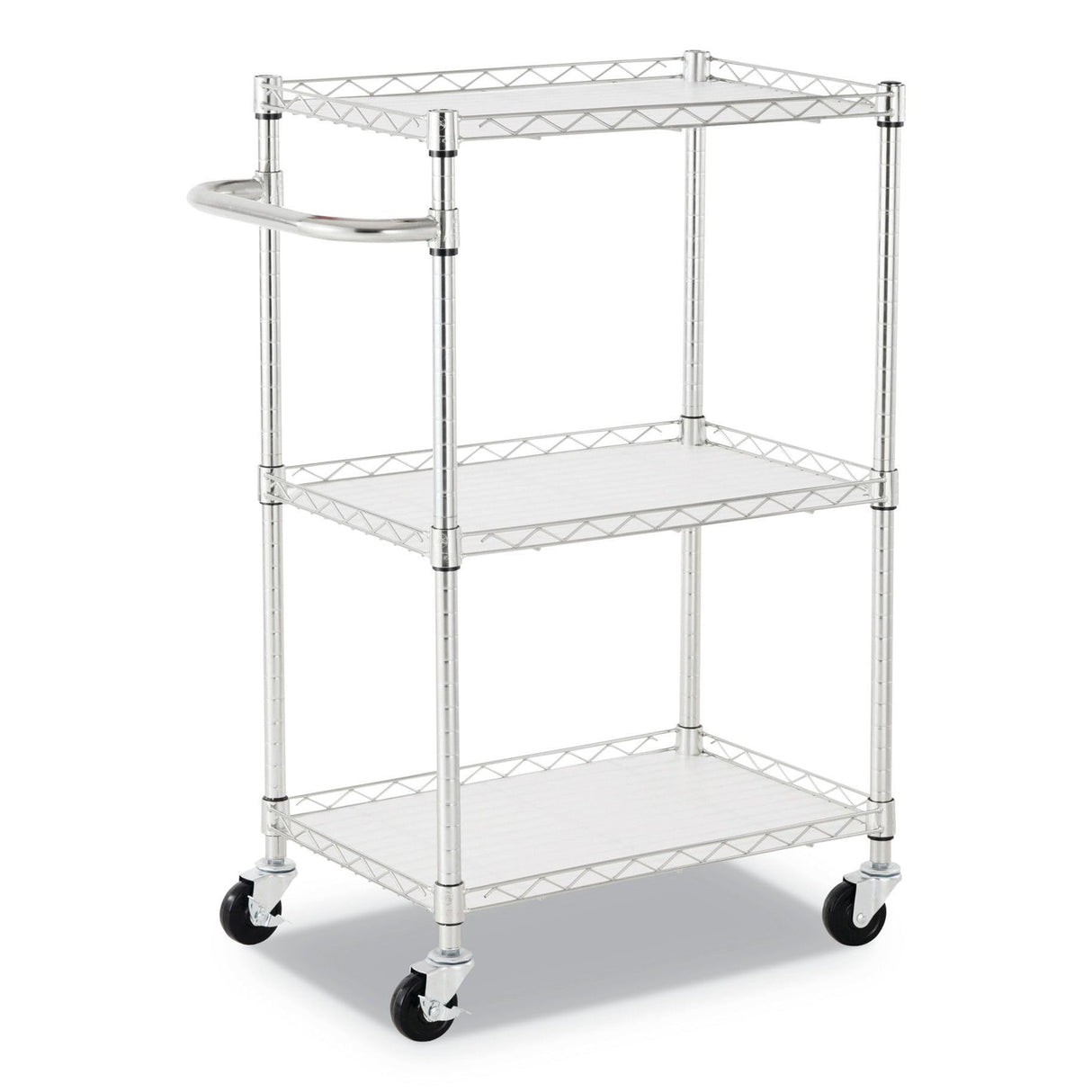 Alera ALESW322416SR 24 in. x 16 in. x 39 in. 450 lbs. Capacity 3-Shelf Wire Cart with Liners - Silver Alera