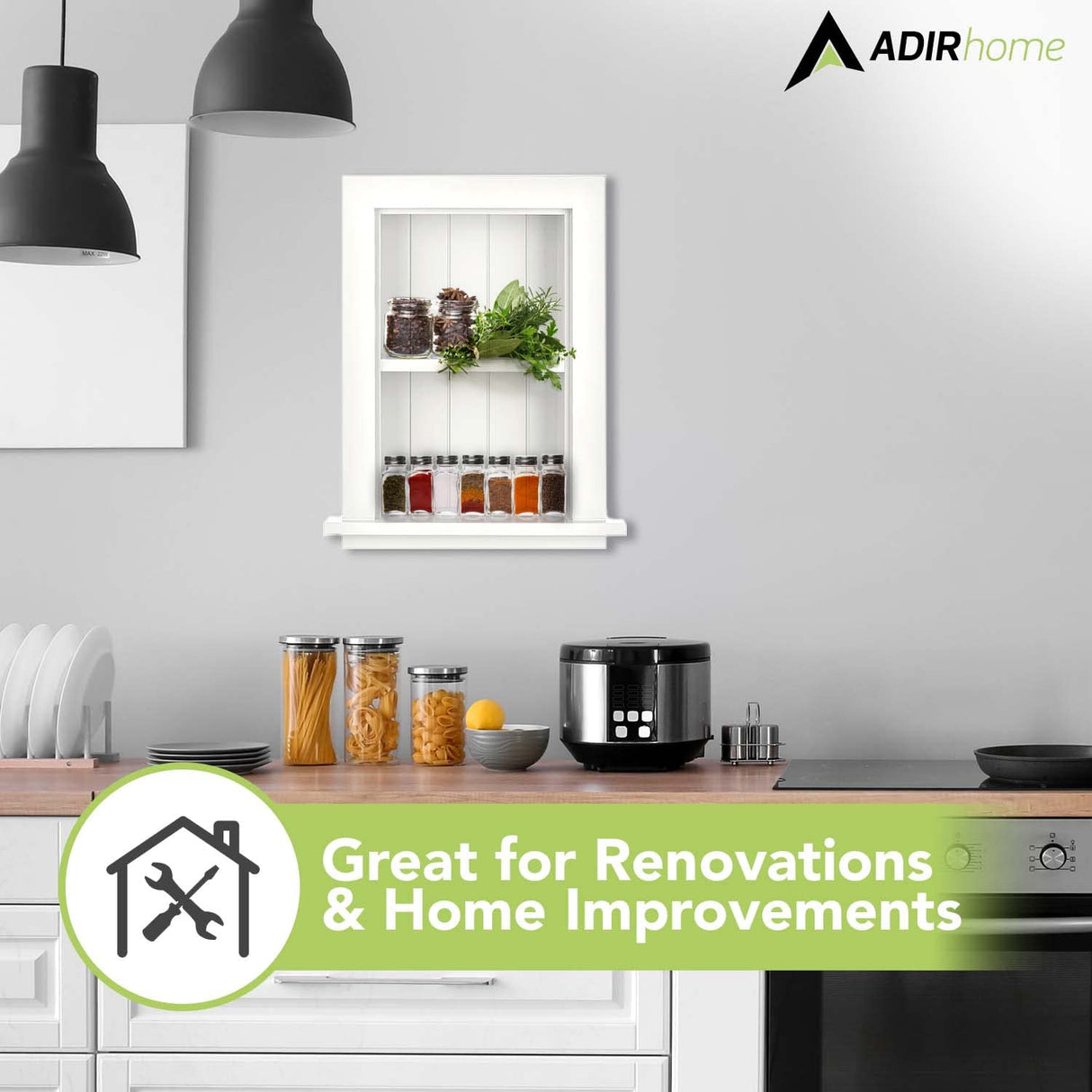 AdirHome Recessed Wall Mount Storage Cabinet – Sturdy Fully Assembled Wooden Utility Storage Shelf – Ideal for Home Kitchen, Bathroom, Laundry, Medicine Cabinet (White) AdirHome