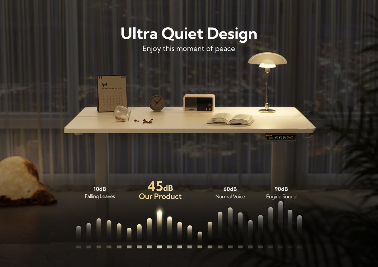 Claiks Electric Standing Desk, Adjustable Height Stand up Desk, 48x24 Inches Sit Stand Home Office Desk with Splice Board, White Frame/White Top Claiks