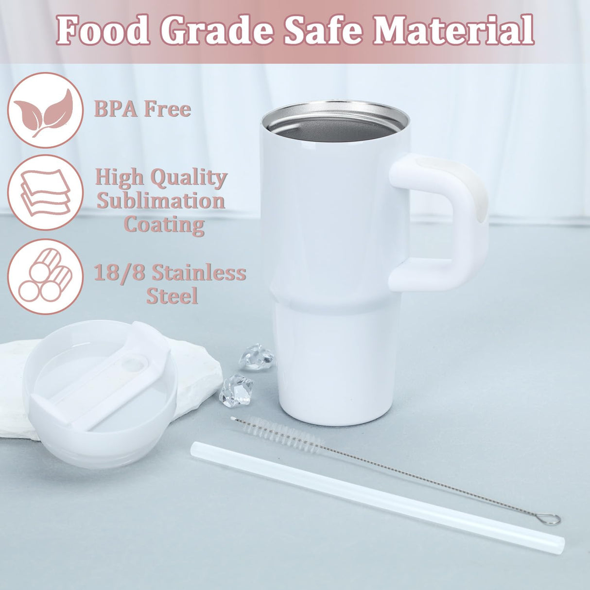 Muwnrol 4 Pack 14 Oz Sublimation Tumbler with Handle and Straw for Kids, Sublimation Tumbler Blanks Bulk, Stainless Steel Sublimation mugs, Individually Boxed Muwnrol