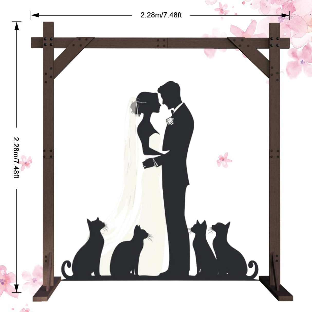 Wooden Wedding Arch – 7.48FT Square Wood Backdrop Stand for Ceremony & Events, Sturdy Wooden Arbor for Wedding Decorations, Indoor & Outdoor Garden Arch Frame Bonastella