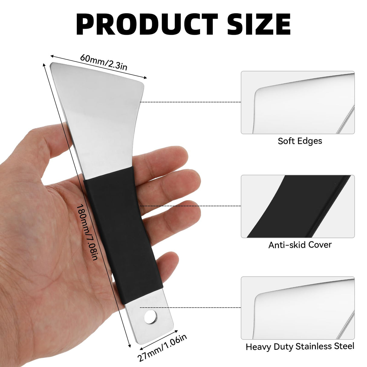 Qianyu Professional 3D Printer Scraper Upgraded Polished Stainless Steel Metal 3D Printer Removal Spatula with Comfortable Grip Specially Designed 3D Printer Accessories for Model Stripping Safety Qianyu