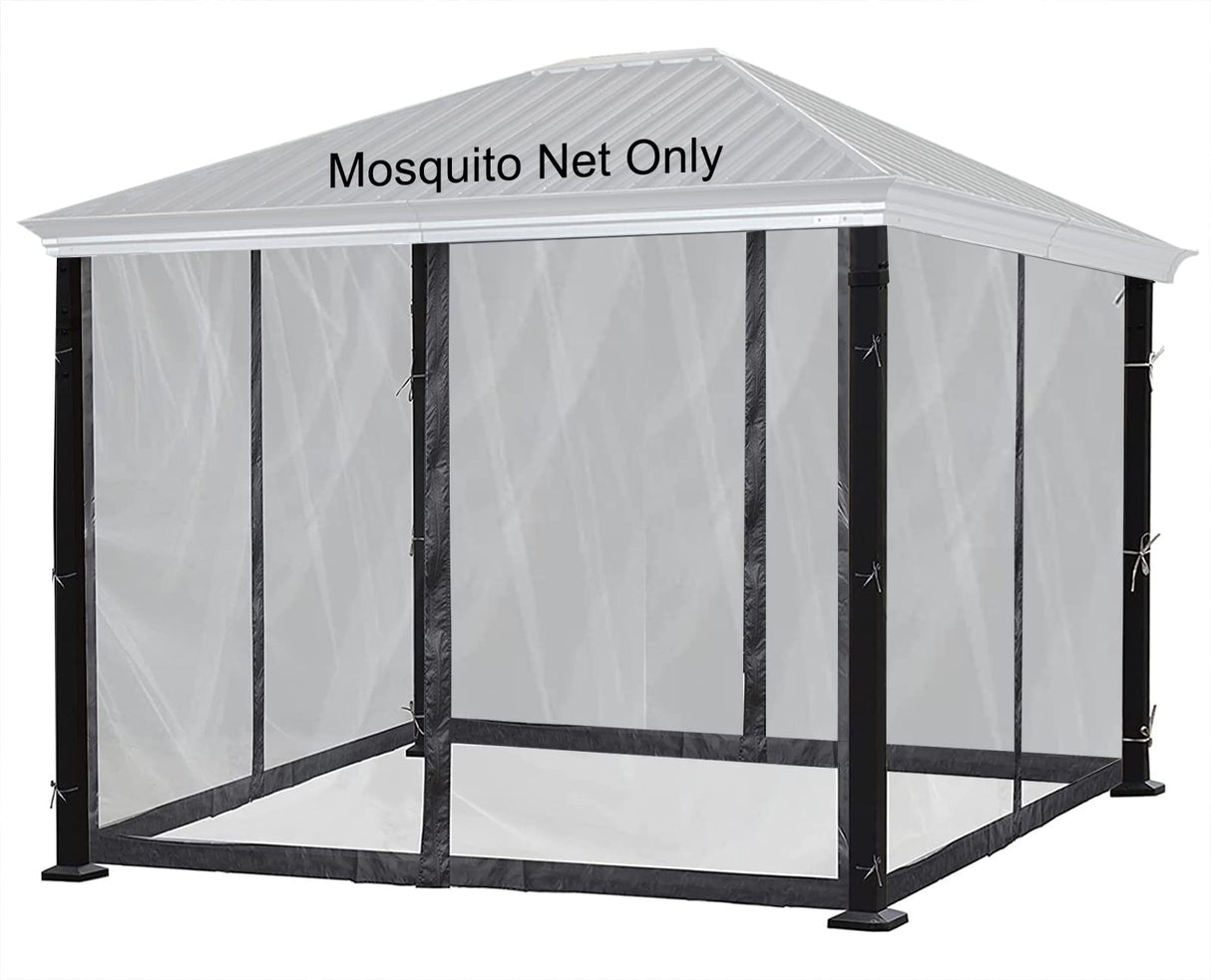 DOOSARG Gazebo Mosquito Netting, 10x10 Canopy Mosquito Netting, Black Universal Replacement Mosquito Netting Screen Walls, (Mosquito Net Only) DOOSARG