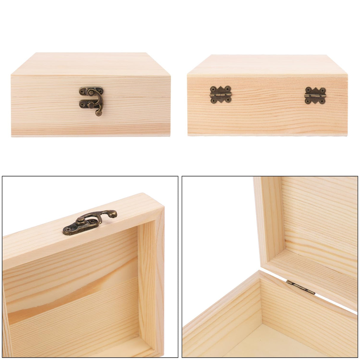 GNIEMCKIN 6 Pack Wooden Box, Unfinished Unpainted Wood Boxes for Crafts, DIY Projects, and Jewelry Storage (7x7x3 inch) GNIEMCKIN