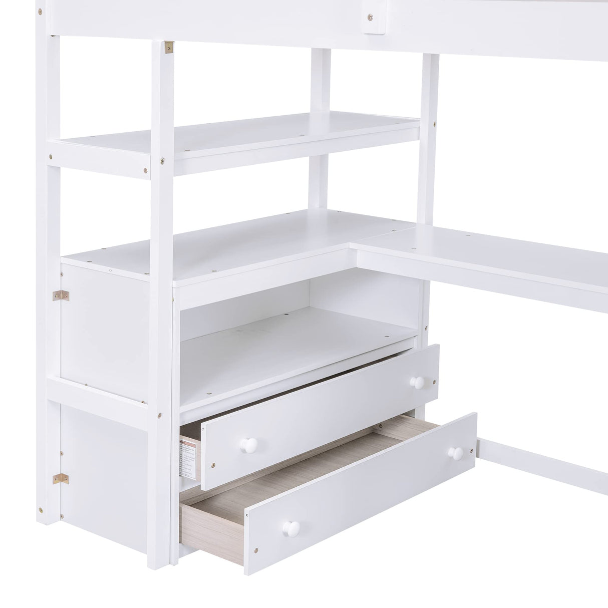 White Twin Loft Bed with Stairs, Desk, and Storage by Harper & Bright Designs Harper & Bright Designs
