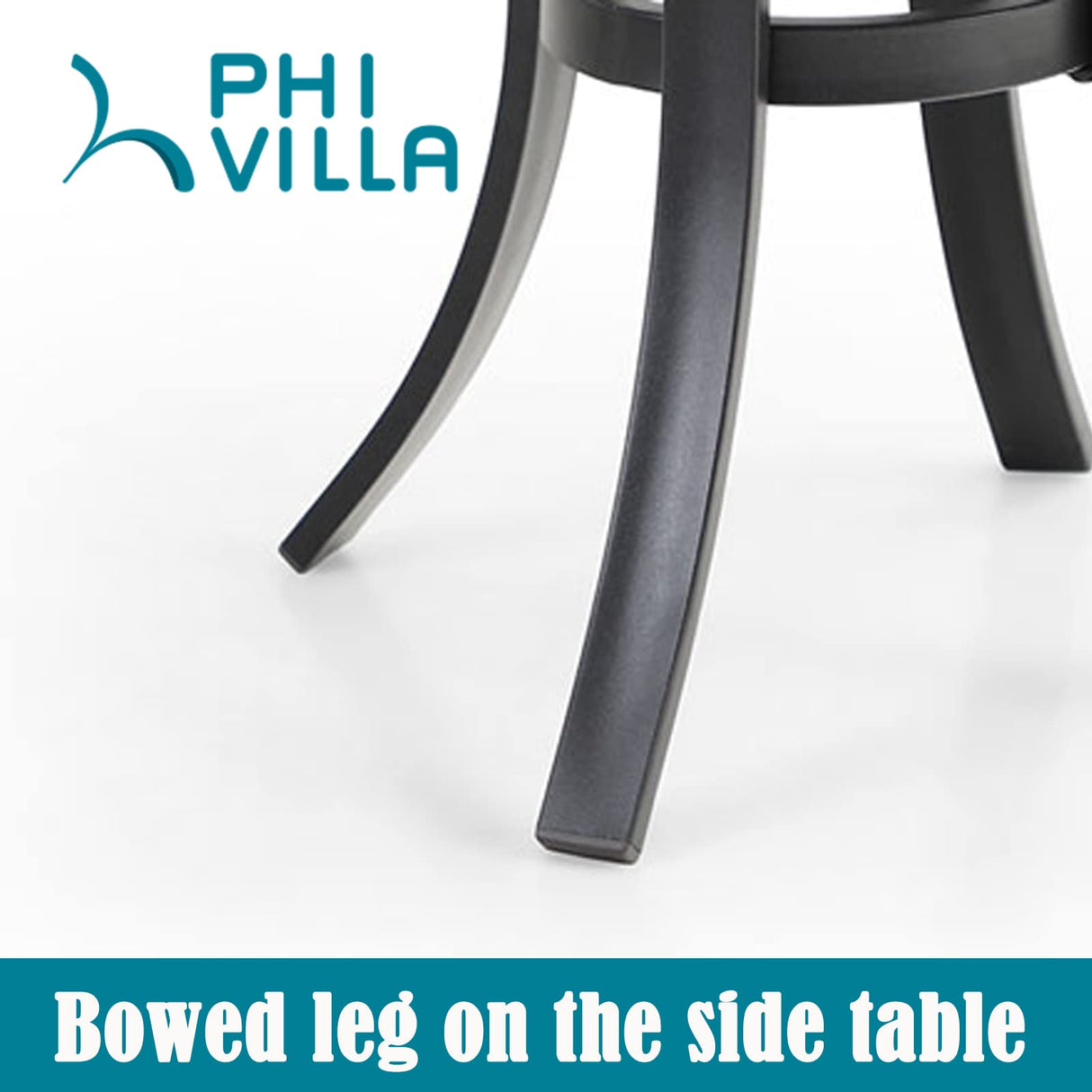 PHI VILLA Patio Round Side Table with Metal Frame and Wooden Like Surface, 19" Small Heavy Duty Outdoor End Table for Garden Yard Lawn PHI VILLA