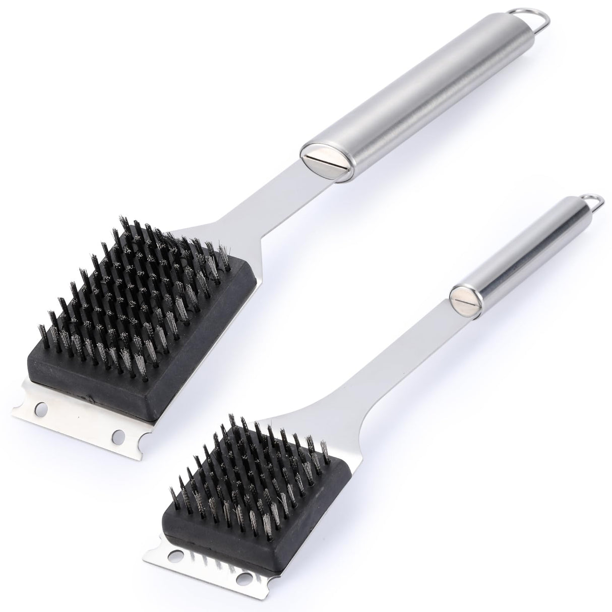 2 Pack Grill Brush and Scraper, 16.5” & 14” Wire BBQ Grill Brush for Outdoor Grill, 304 Stainless Steel Cleaning Brush BBQ Grill Accessories, Safe Grill Cleaner Brush-Ideal Gift for Men/Dad BBQ Brush Edgnb