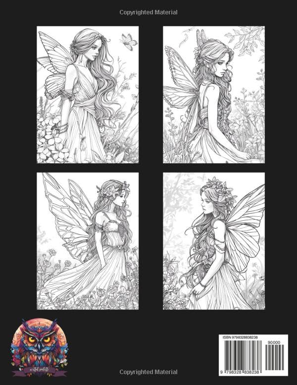 Magical Fairies Princesses Of Enchanted Garden Coloring Book For Adults: Large Print Stress Relief Colouring Pages With Portraits of Beautiful Fairy ... Animals - 50 Pictures Perfect for Relaxation WoodArtSupply
