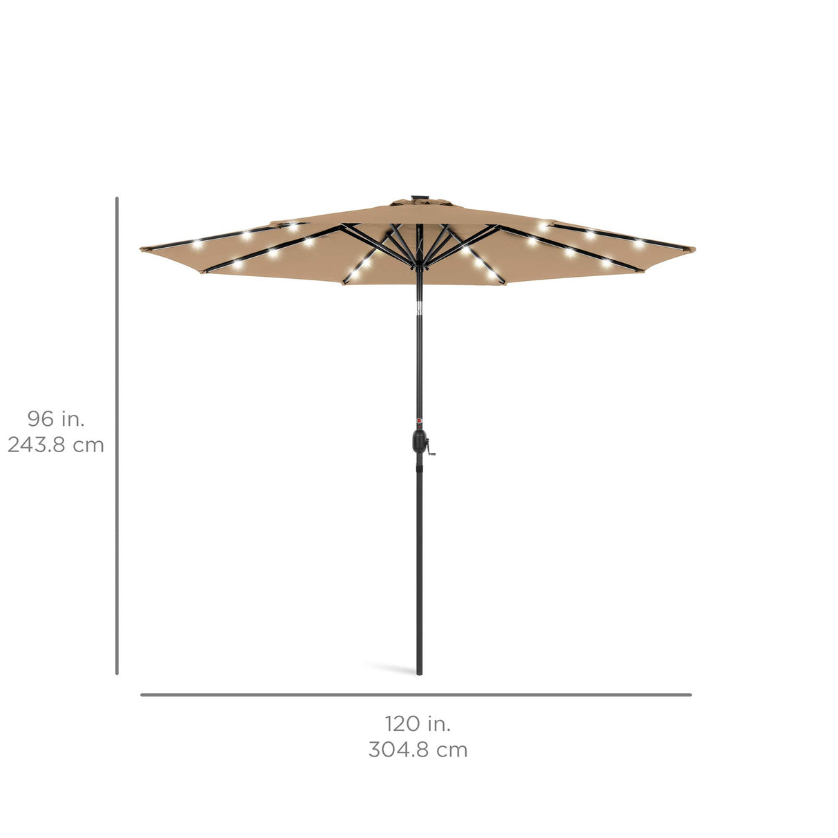 Best Choice Products 10ft Solar Polyester LED Lighted Patio Umbrella w/Tilt Adjustment and UV-Resistant Fabric - Tan Best Choice Products