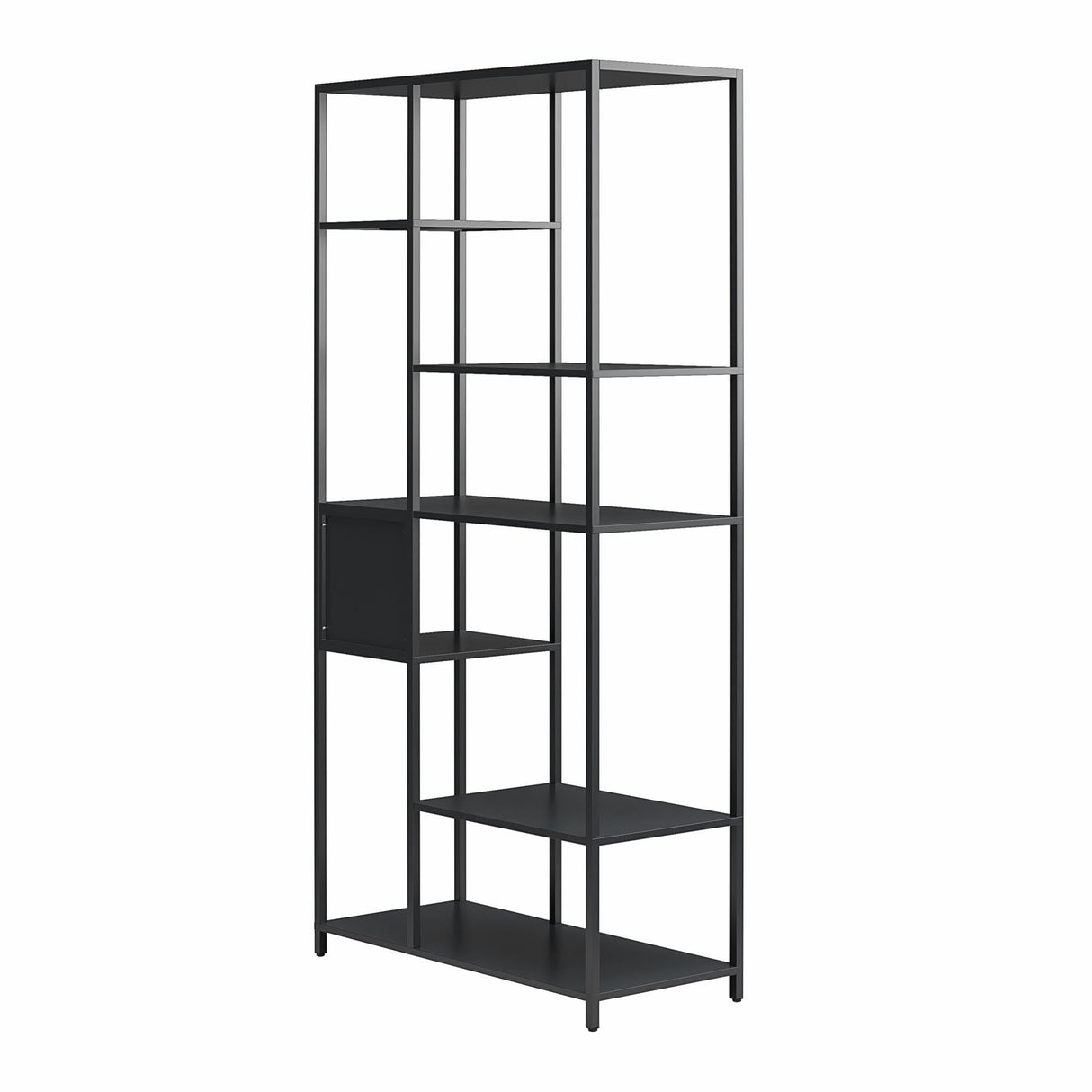 REALROOMS Shadwick 6-Shelf Metal Bookcase Room Divider for Living Room or Bedroom, Black REALROOMS