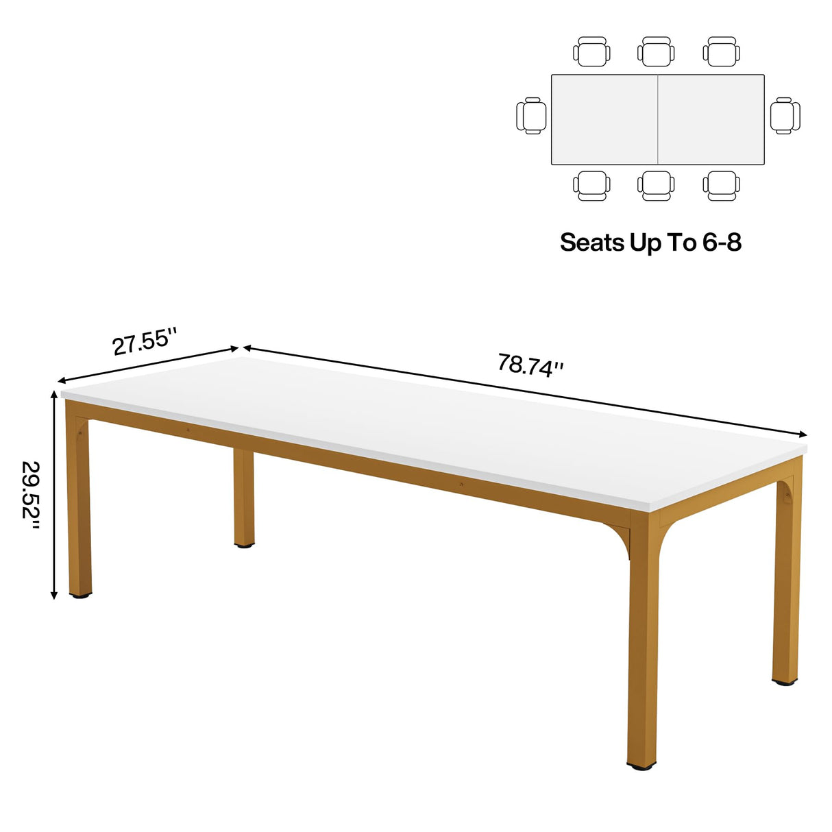 Tribesigns 6.5FT Conference Table, 78.7 Inche Rectangle Meeting Seminar Table, Large Business Tables for 6-8 People (Only Table) Tribesigns