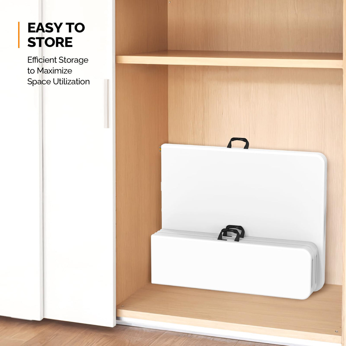 VINGLI Picnic Table Set with 2 Benches, 6 Feet Camping Table Chair Set,3-Piece Folding Furniture for Indoor or Outdoor Use, Smooth Tabletop, White VINGLI