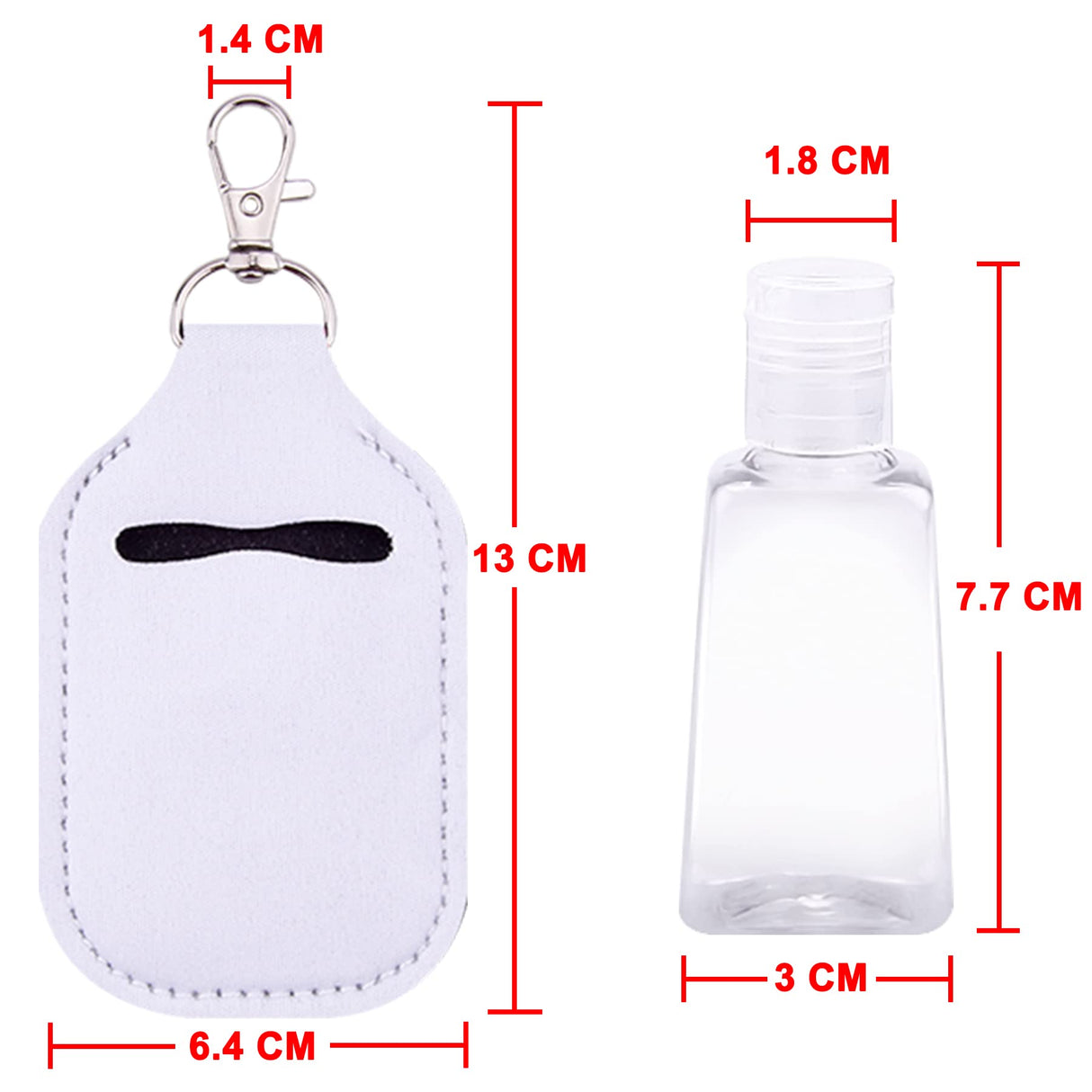 Duufin 40 Pieces Hand Sanitizer Holder Empty Travel Bottle Set Including 20 Pieces Hand Sanitizer Keychain Holders and 20 Pieces Reusable Flip Cap Travel Bottles for Hand Sanitizer, White Duufin