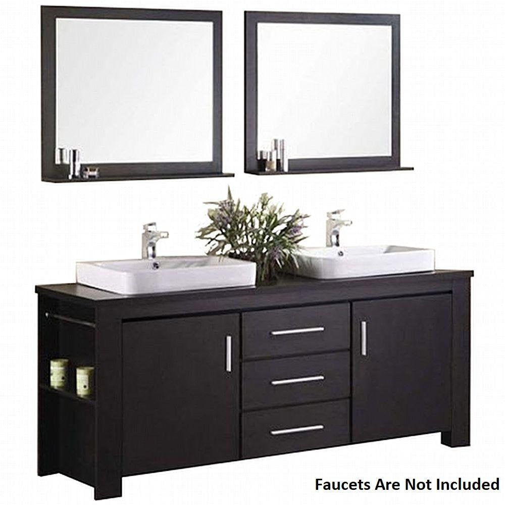 Washington DEC083D 72"(72-inch) Bathroom Vanity Set with Doulbe Sink and Mirrors - Espresso Design Element