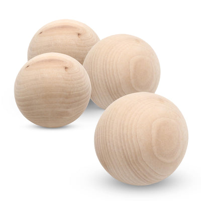 Uenhoy 4 Pcs Wooden Round Ball 3 Inch Unfinished Natural Wood Balls Wooden Spheres for Crafts and DIY Projects