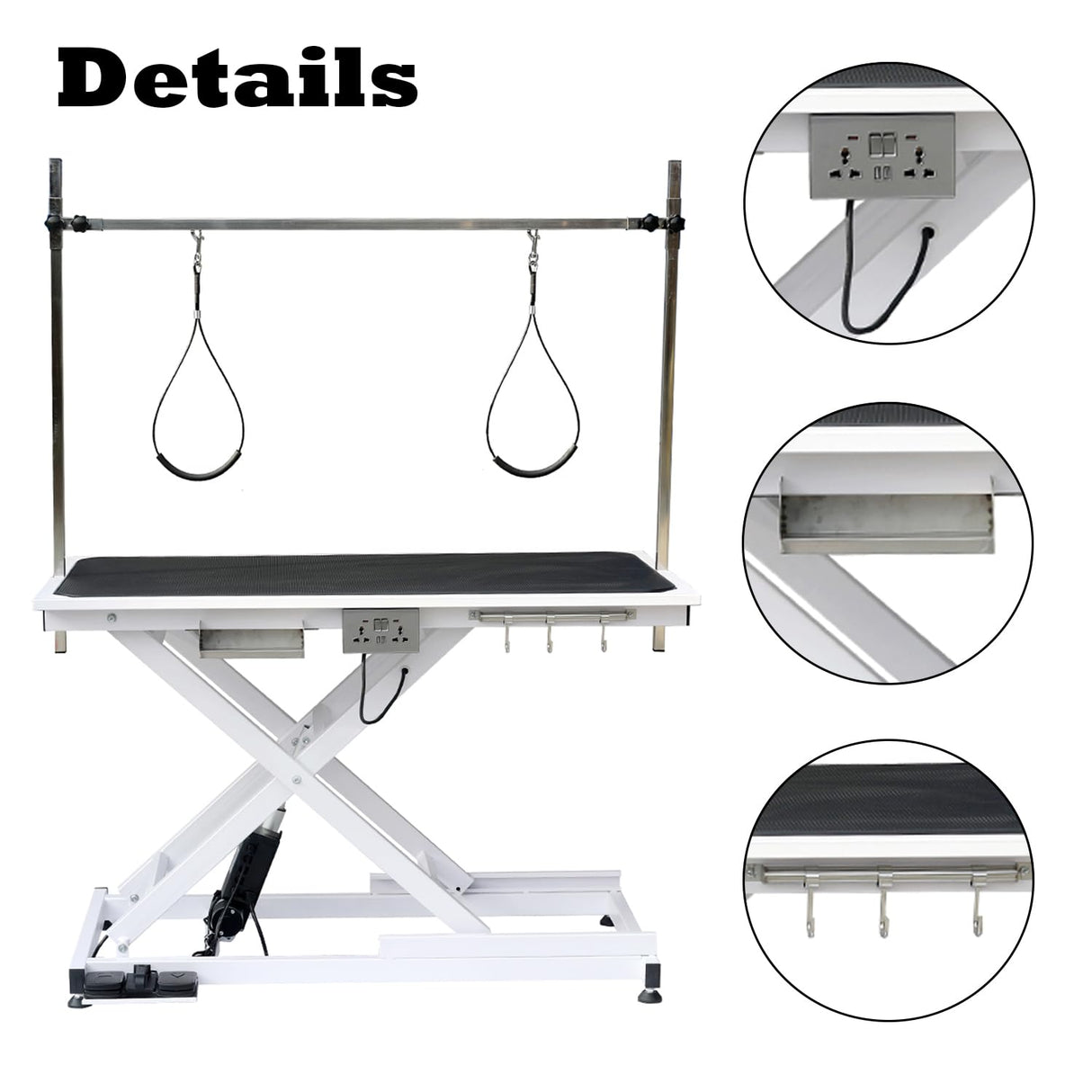 50 inch Professional Electric Dog Grooming Table - Height Adjustable Pet Grooming Table w/Grooming Arm, Anti Slip Tabletop & Powerful Motor, Heavy Duty Dog Grooming Station, White Ufyerutg