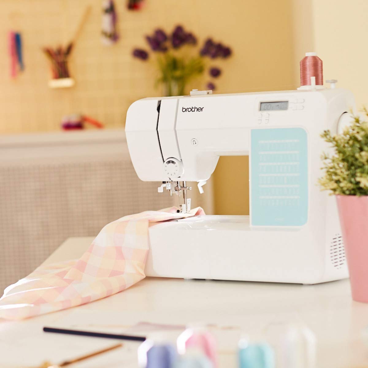 Brother CP60X Computerized Sewing Machine, 60 Built-in Stitches, LCD Display, 7 Included Feet, White Brother