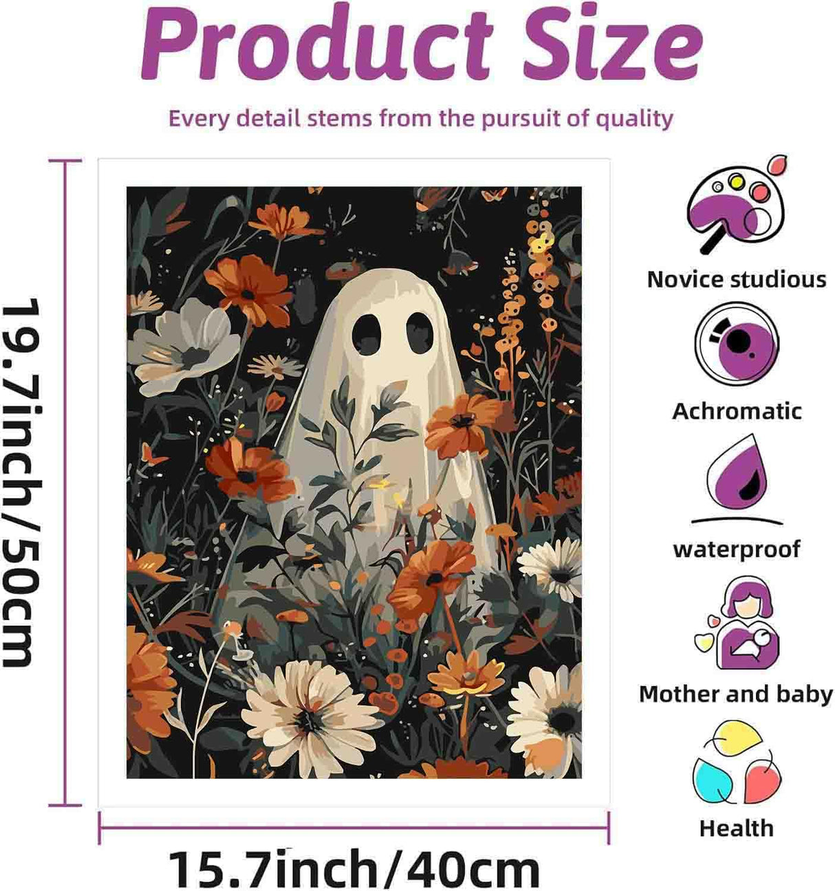 DYAIANGMU Halloween Paint by Numbers Kit for Adults Beginner,Ghost Flower Paint by Number Kits on Canvas for Adults Beginner,Digital Oil Painting Kits for Home Wall Decor 19.6X15.7 inch (with Frame) DYAIANGMU