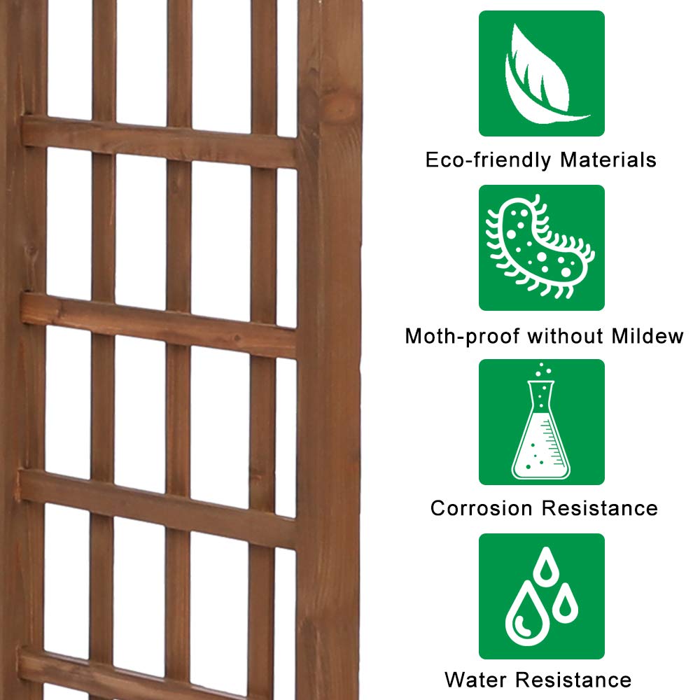 Saynwish 85" Solid Wood Garden Arch Trellis for Climbing Plants - Rustproof Wooden Arbor with Flat Top for Weddings, Parties & Outdoor Decor (Brown) Saynwish