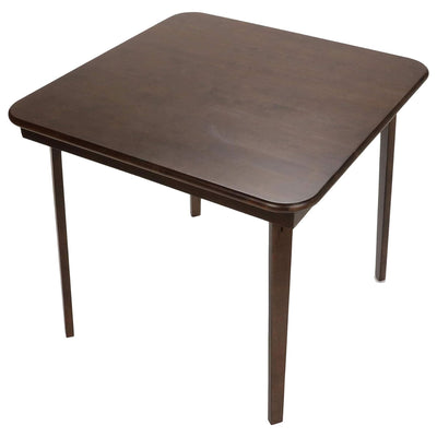 MECO Stakmore Straight Edge Solid Wood Folding Card Table, Folds to Deep 3.38 Inches for Easy Storage, 29.5″H x 32″W x 32″D, Espresso Finish