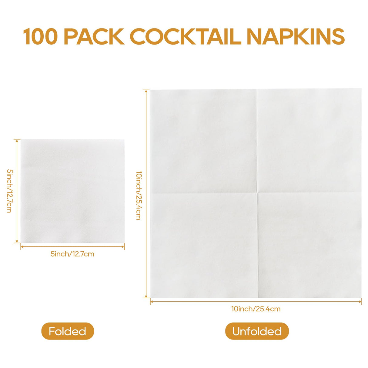 FOCUSLINE 100 Count Linen-Feel Disposable Cocktail Napkins -Square White Beverage Napkins - Soft and Absorbent Bulk Party Paper Napkins for Bar, Restaurant, Café, Wedding, Dinner or Events FOCUSLINE