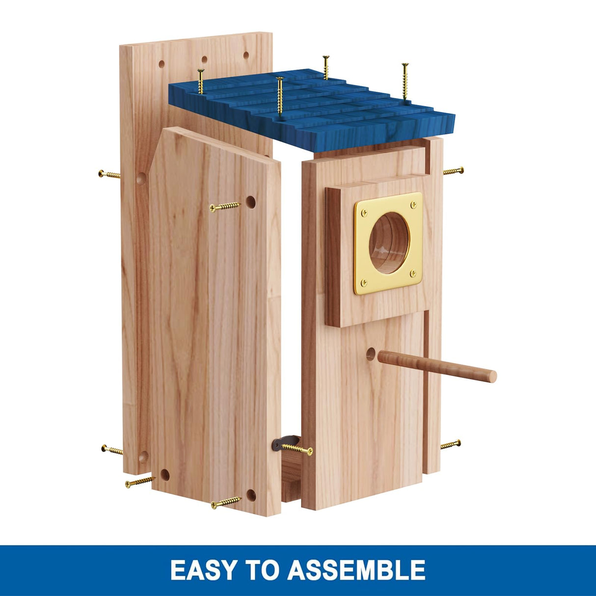 Bluebird Houses 2Pack for Outside with Copper Guard, Pole, Thicken Wooden Hanging Birdhouse Clearance Garden Country Cottages, Nesting Box for Bluebird Finch Swallow Wren Chickadee Wild Bird Supplies ColorfulLaVie