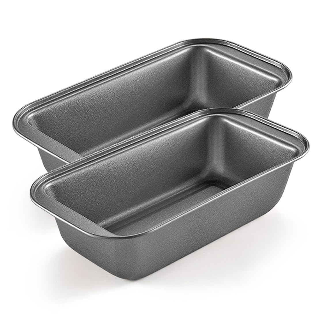 Mikim Small Loaf Pans for Baking - 10x5 Inch Outer Diameter, Carbon Steel Mini Bread Pan for Homemade Bread, Rectangular Set of 2, Gray Mikim