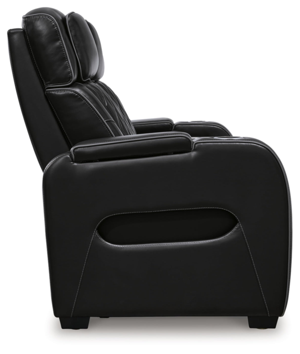Signature Design by Ashley Boyington Contemporary Leather Match Power Reclining Sofa with Adjustable Headrest, Cup Holder, USB Charging Ports, Air Massage System and LED Lighting, Black Signature Design by Ashley