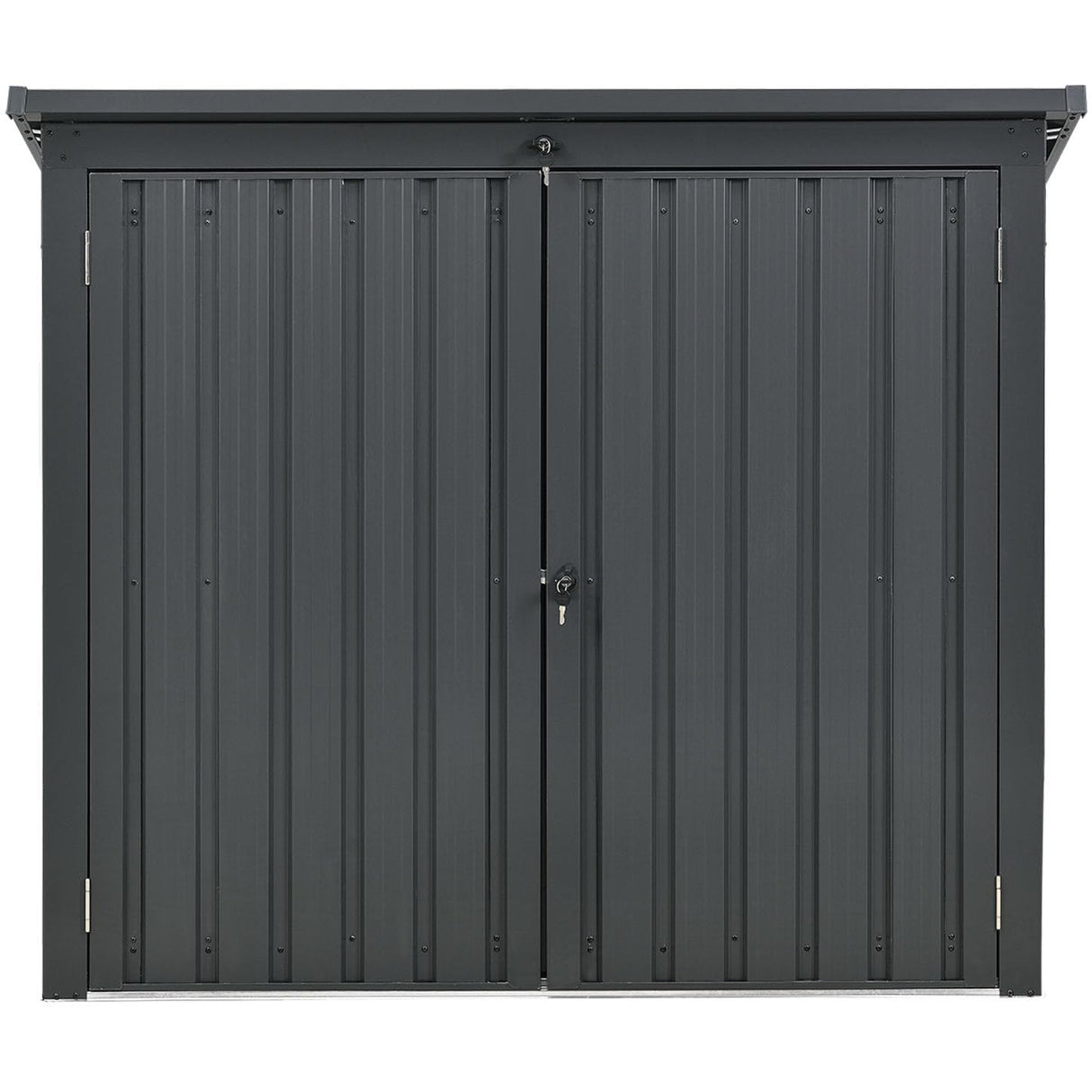 Hanover Outdoor Storage Shed for Trash and Recyclables, Pent Roof, Galvanized Steel, 2-Point Locking System, Stores 2 Trash Cans, 3.3-Ft. x 5.2-Ft. x 4.4-Ft., Dark Gray Trash Can Storage Hanover