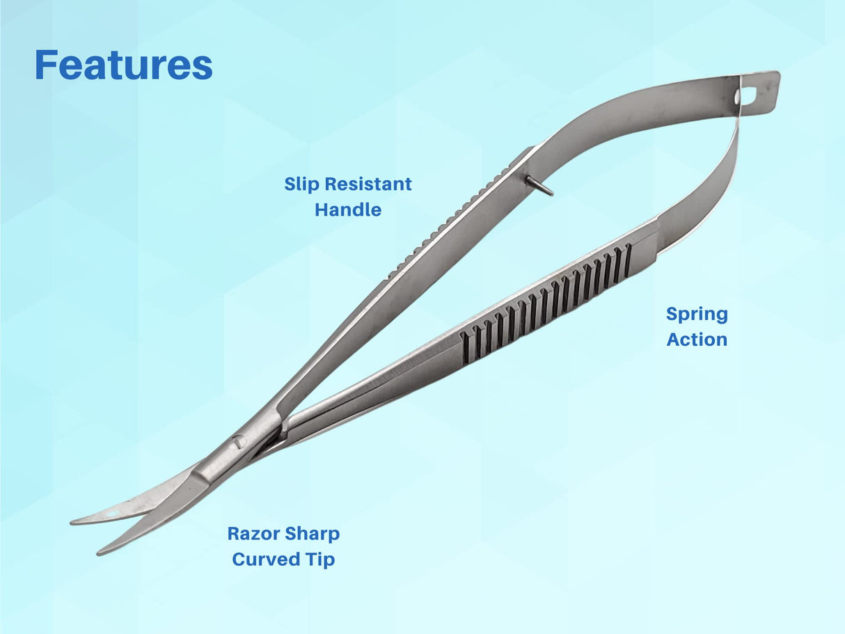 ARTMAN INSTRUMENTS Micro Castroviejo Scissors 5.5" Curved – Set of 3, Micro Stitch & Thread Cutting, Embroidery, Spring Action, Extra Sharp, Squeezable Surgical Scissors for Dental, ENT Artman Instruments