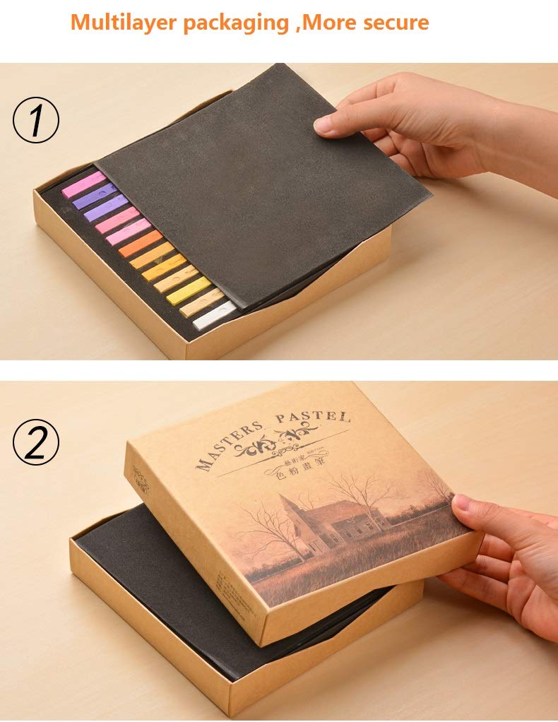 Non Toxic Artist Pastels,Square Soft Pastels Set,Chalks 12/24/36/48 Colors Soft Dry Pastel Artist Chalk Pastel Sticks for Office School Art Drawing Painting Supplies Professional Art Pastel (12Pcs) MARJAQE
