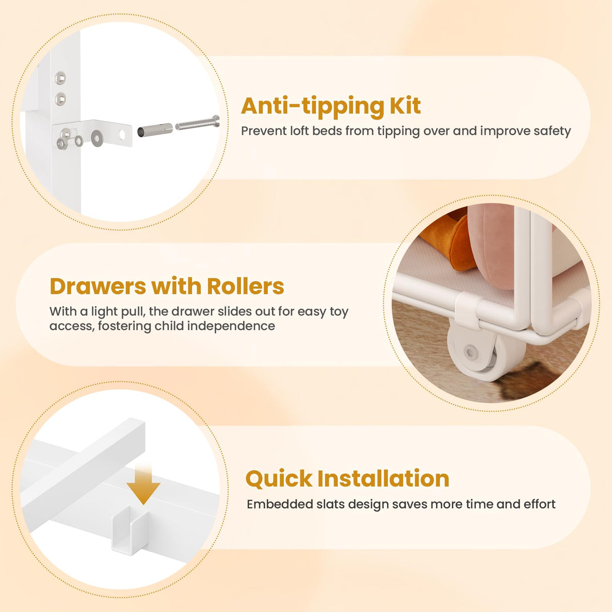 ADORNEVE Low Loft Bed Twin Size with 5 Storage Drawers, Twin Loft Bed with Bookcase & LED Lights, Open Storage Shelves, Metal House Bed with Safety Guardrail & Under-Bed Play Space for Kids, White ADORNEVE