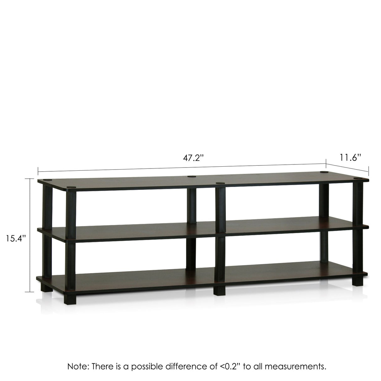 Furinno Turn-S-Tube No Tools 3-Tier Entertainment TV Stands, Dark Brown and Black, Square Corner/Wide Furinno