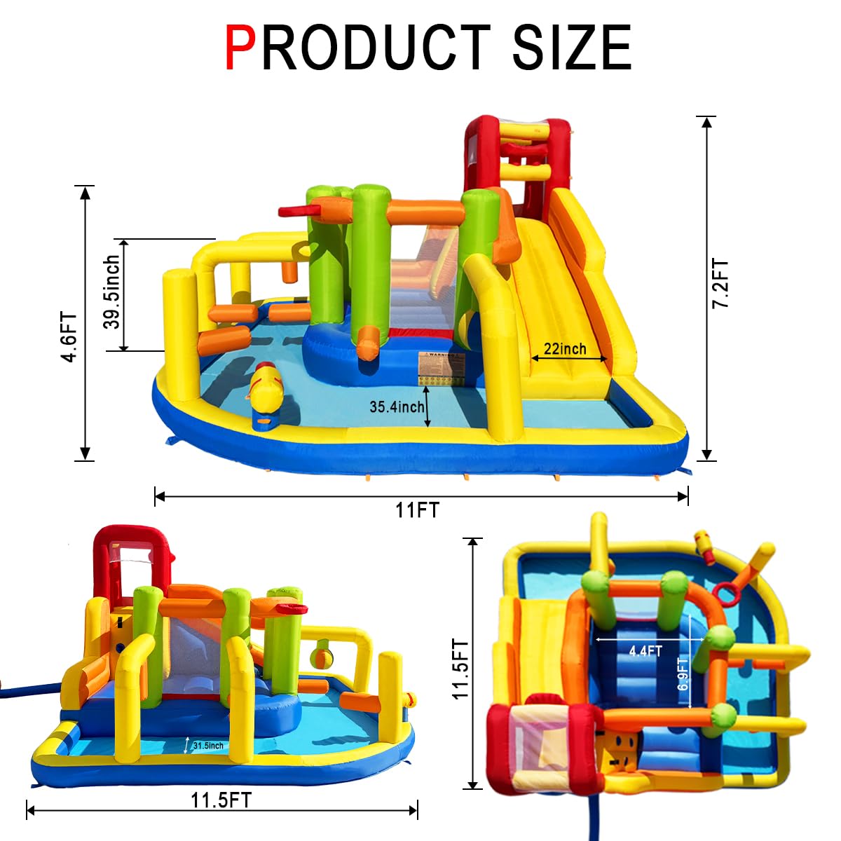 Umbalir Inflatable Obstacle Bounce House, Kids Bounce House Water Park with Water Slides, Surprise Dump Bucket, Obstacles,Jumping, Tunnels, Climbing,Water Cannon, and Ball Shooting Frame Umbalir