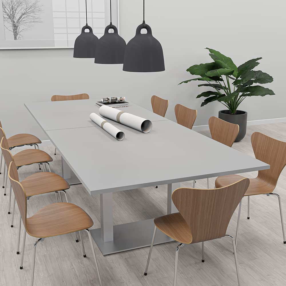 SKUTCHI DESIGNS INC. 10 Person Conference Table with Matte Black Bases | Modular Rectangular Table | Harmony Series | 10' | Blonde Surfside Ash SKUTCHI DESIGNS INC.