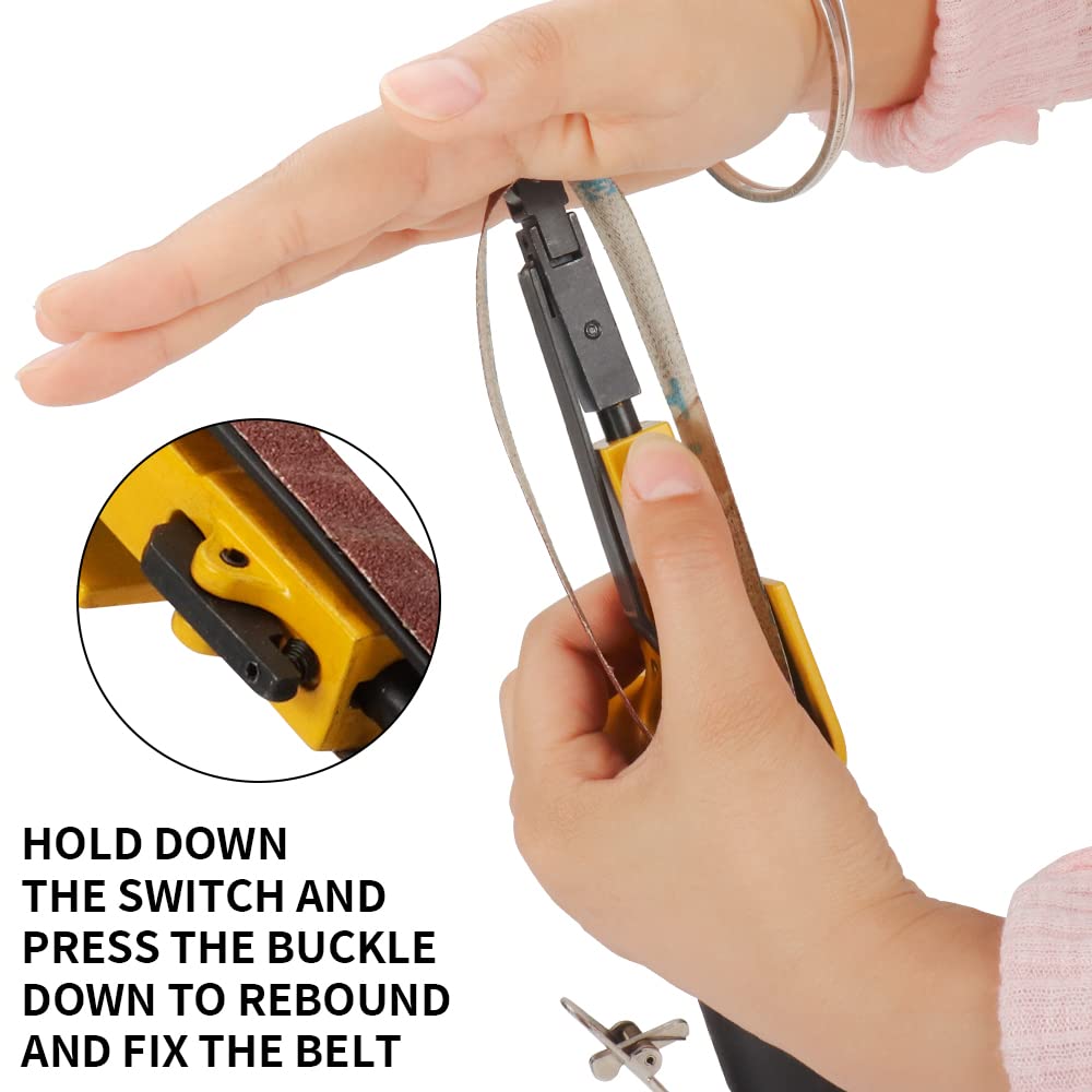 3/8''x 13'' Mini Air Belt Sander with 2 Sanding Belts (10mmx330mm) Pneumatic Tool Grinder Belt Sanders for Metal Working, Weld Removal, Blending, Contour Sanding, Finishing SI FANG