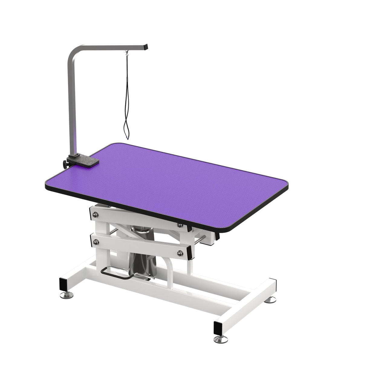 Hydraulic Dog Pet Grooming Table, 42 Inch Heavy Duty Z Lift Structure Professional Dog Grooming Table Suitable for Large Dogs at Home with Adjustable Arms, Clamps and 2 Grooming Noose, Purple Afqxf