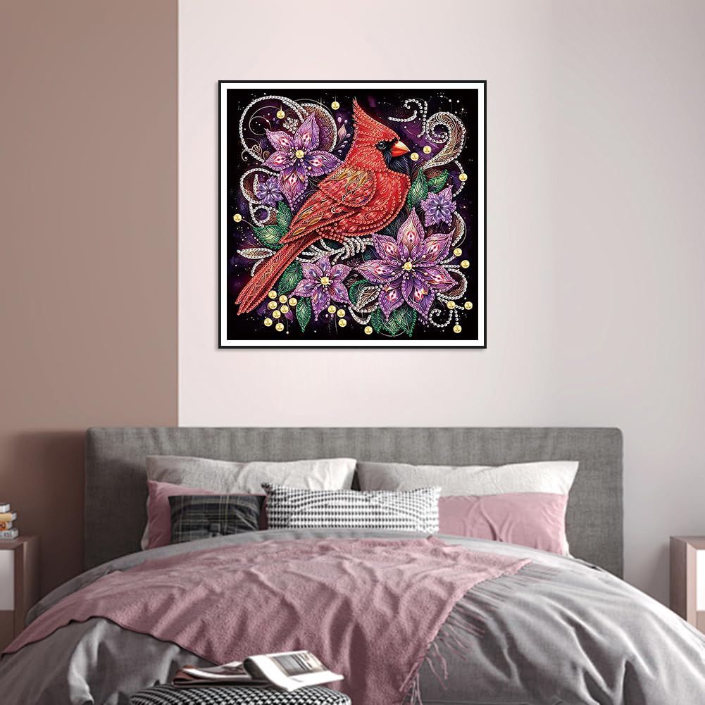 Acudotr Diamond Painting Kits for Adults Cardinal, 5D Special Shape Diamond Art Kits for Beginners, Crystal Rhinestones Diamond Painting for Home Wall Decoration, 12×12 Inch Acudotr